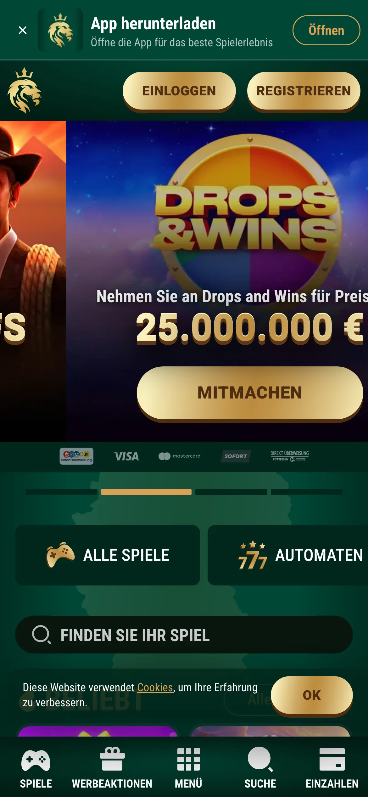 Richard Casino mobile lobby screenshot